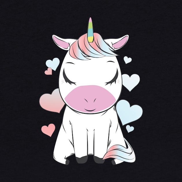 Cute Unicorn Heart T-Shirt by avshirtnation